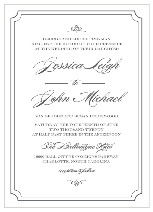 Invite guests to your posh event with Elegant Script Wedding Invitations from the Crafty Pie Collection at Basic Invite.