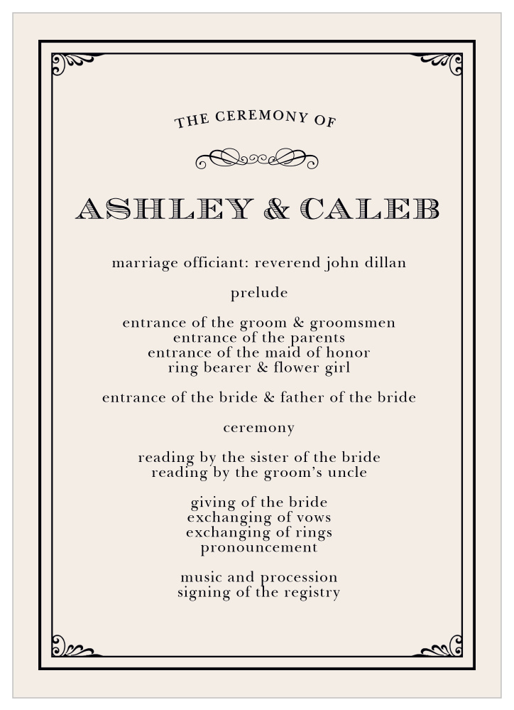 Grand Victorian Wedding Programs