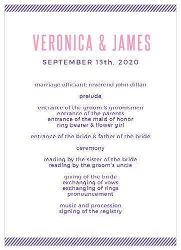 The Artful Elegance Wedding Programs from the Crafty Pie Collection at Basic Invite organize the most important details for guests during your ceremony. 