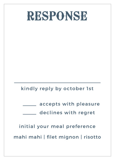 A fun Western-style font titles the Retro Poster Response Cards. But if that doesn't work for you, you can change it out for another from our collection of over 100 hand-picked fonts.