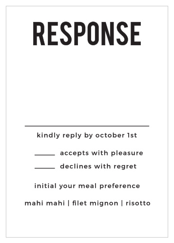 Collect RSVPs with the Modern Poster Response Cards from the Crafty Pie Collection at Basic Invite.