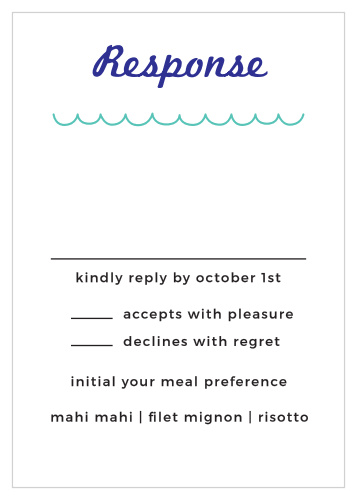 The cute, doodle-style of the scallop ocean waves give the Modern Beach Response Cards a fun, laid-back feeling.