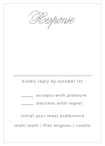 A beautiful script font titles the Vintage Frame Response Cards from the Crafty Pie Collection at Basic Invite. 