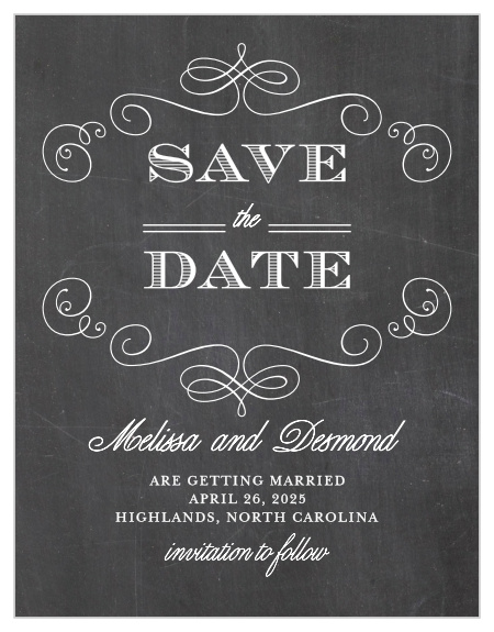 The Fancy Chalkboard Save-the-Date Cards are part of the Crafty Pie collection by Basic Invite. Now you can take your favorite save the date design and instantly personalize it online with real-time previews.