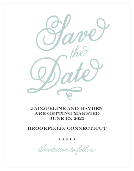 Reserve your calendar spot with the Whimsical Script Save-the-Date Cards from the Crafty Pie Collection at Basic Invite.