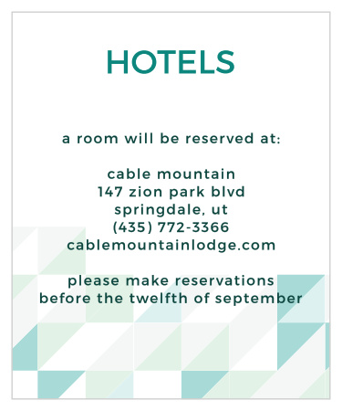 Help guests plan the trip to your wedding with the Chic Geometric Accommodation Cards.
