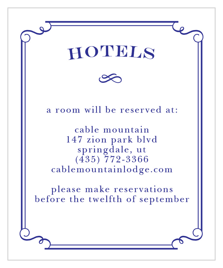 Handwritten Deco Accommodation Cards