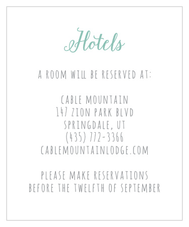Inform guests about the best places to make travel reservations using the Sweet Succulents Accommodation Cards.