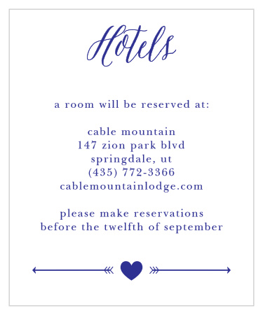 Use the Playful Poster Accommodation Cards to help guests make travel plans for your wedding.