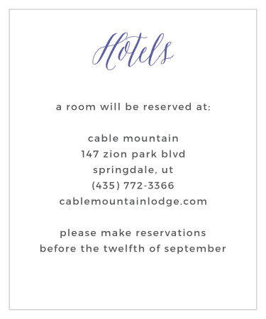 Guests will appreciate receiving the Rustic Script Accommodation Card as part of your wedding stationery. 