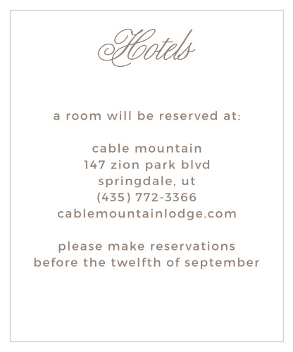 Let guests know the best places to make travel reservations with the Vintage Frame Ceremony Cards from the Crafty Pie Collection at Basic Invite.