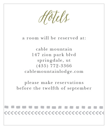 Guests will appreciate receiving hotel and travel information via the Rustic Tribal Accommodation Cards. 