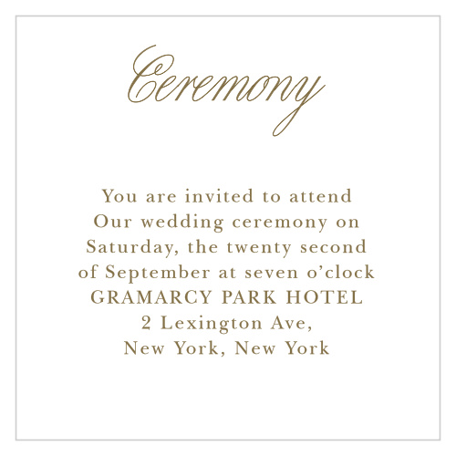 Be sure to include the Opulent Frames Ceremony Cards as part of your wedding stationery.