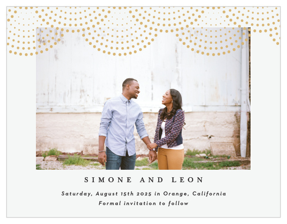 Family and friends are sure to pencil your wedding date in your calendar when they see the look of our Dotted Devotion Save the Date Cards.