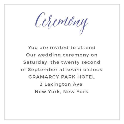 Make sure special guests receive the Rustic Script Ceremony Cards from the Crafty Pie Collection at Basic Invite.