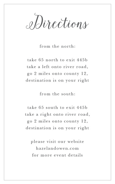 Help guests find your wedding venue with the Budding Blooms Direction Cards from the Crafty Pie Collection at Basic Invite.