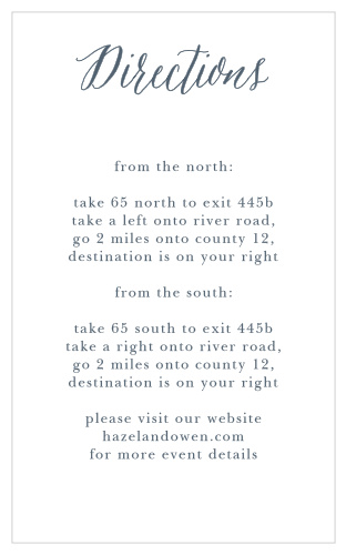 Help guests plan their route to your wedding venue with the Rustic Ombre Direction Cards. 