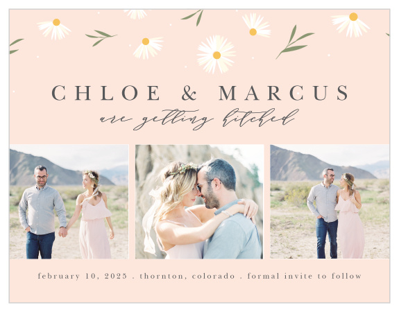 Your cards should reflect just how thrilled you are to announce your big news, and we believe our Tiny Daisies Save the Date Cards sends that message perfectly!