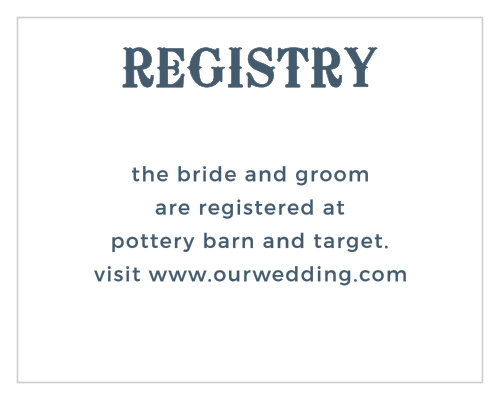 The Retro Poster Registry Cards give you space to include your wedding registry information in your wedding stationery. 