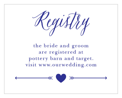 Direct guests to your wedding wish list and website with the Playful Poster Registry Cards from the Crafty Pie Collection at Basic Invite.