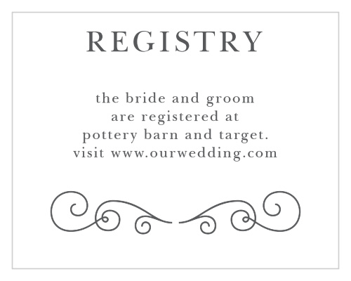 Ensure guests find your wedding wishlist with the Parisian Chic Registry Cards from the Crafty Pie Collection at Basic Invite. 