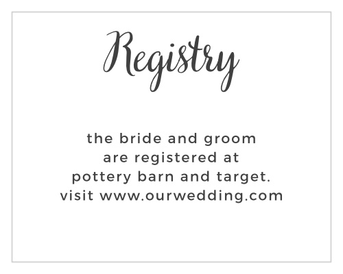 Direct guests to your wedding wish list and website with the Garden Party Registry cards from the Crafty Pie Collection at Basic Invite.