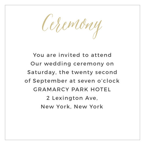 Make sure special guests receive the Rustic Script Foil Ceremony Cards from the Crafty Pie Collection at Basic Invite.