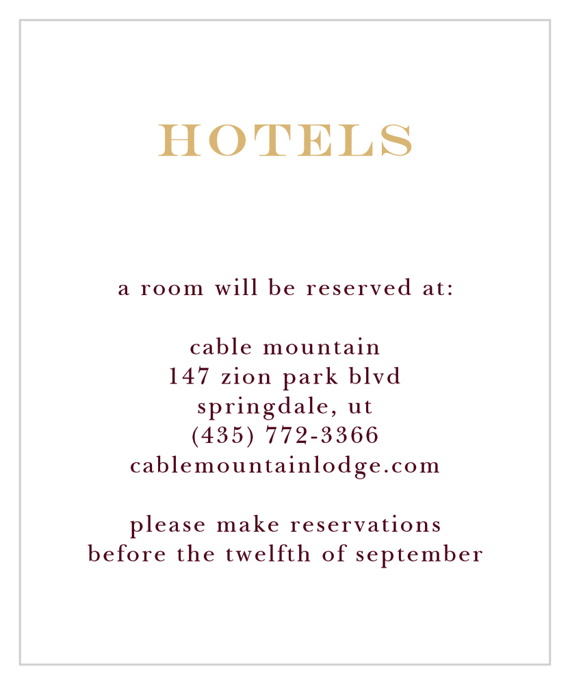 Elegant Script Foil Accommodation Cards