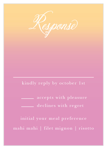 Don't get bogged down with wedding planning. Simplify the RSVP process with the Confetti Ombre RSVPs from the Crafty Pie Collection at Basic Invite.