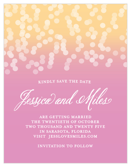 Reserve your spot on your guests' calendars with the Confetti Ombre Save-the-Date Magnets from the Crafty Pie Collection at Basic Invite.