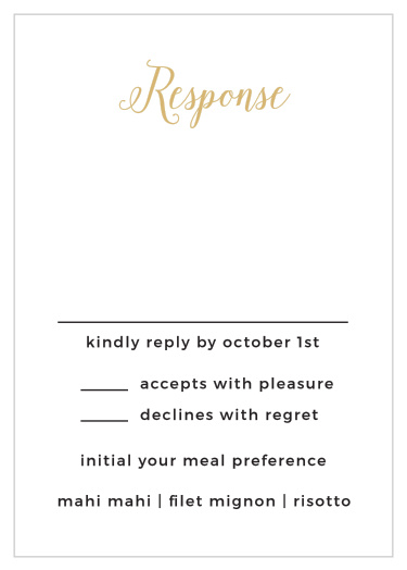 Set the tone for your event with the Floral Stripe Foil Response Cards featuring our real gold or silver foil. 