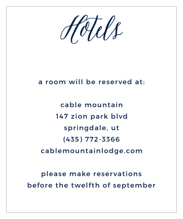 Help guests make travel plans with the Beautiful Night Accommodation Cards.