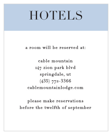 Include travel reservation information with the Mr. & Mrs. Accommodation Cards.