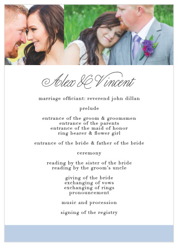 Keep your ceremony on track with the Mr. & Mrs. Wedding Programs.