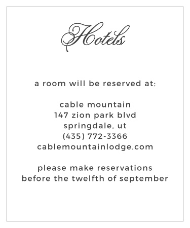 Help out-of-town wedding guests know where to stay with the Vintage Ornamental Accommodation Cards.