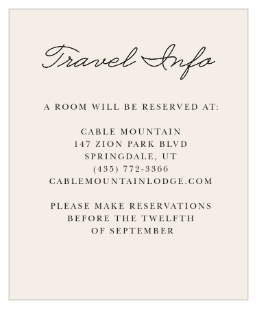Let guests know about rooms you're providing and when to make reservations by with the Classic Photo Booth Accommodation Cards.