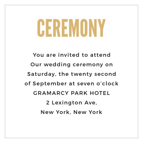 Create your custom wedding stationery with the Modern Poster Foil Ceremony Cards