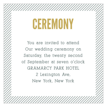 The Snappy Slanted Border Ceremony Cards are small and versatile enclosure Cards created for the Snappy Slanted Border Wedding Invitation Suite.