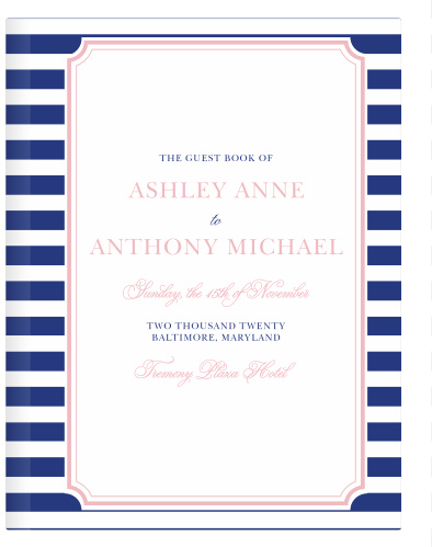 Create a cheerful yet elegant guest book with the Preppy Stripe Guest Book from the Crafty Pie Collection at Basic Invite. 