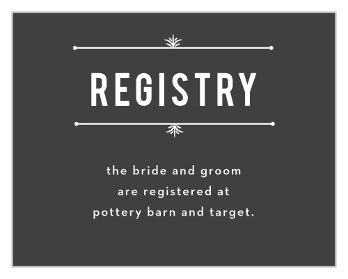 Let guests know where you have registered with the Hexagon Fade Registry Cards.