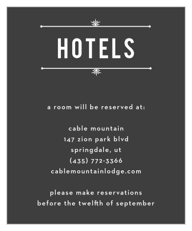 Tell guests about the best travel reservations to make and when to make them by with the Hexagon Fade Accommodation Cards.