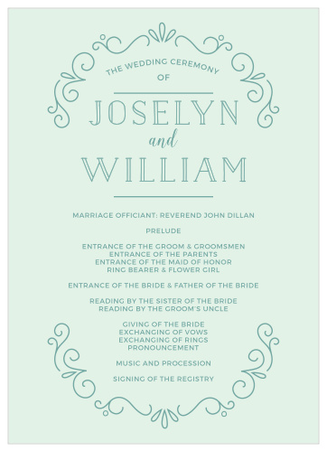 The Glowing Garden Wedding Programs complement a whimsical wedding theme.