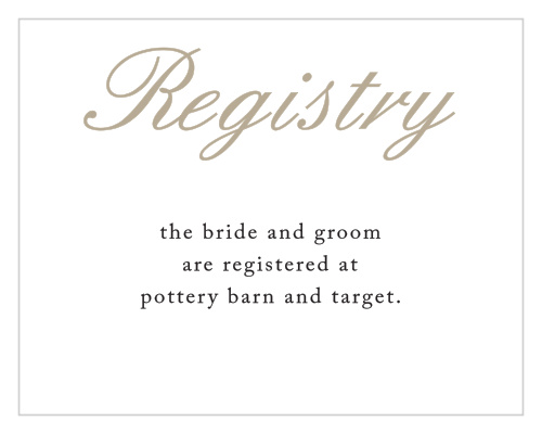Let guests know what you need with the Rose Stamped Registry Cards.