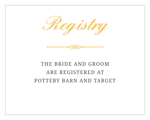 Direct guests to your wedding registries with the Brilliant Banner Registry Cards.