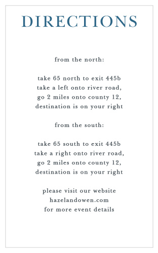 Help guests find your wedding venue with the Love Script Direction Cards. 