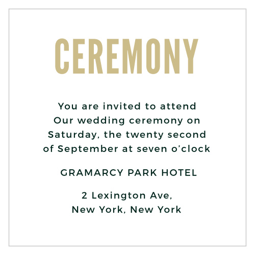Customize the small, and versatile Modern Appeal Ceremony Cards to meet your stationery needs. 