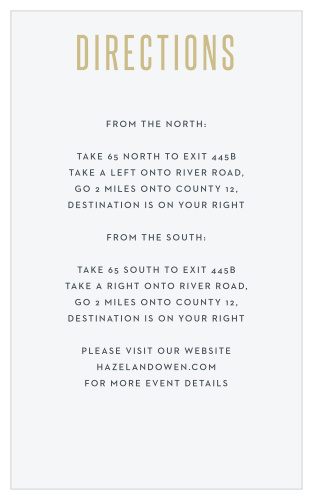 The Classy Confetti Direction Cards are tall enclosure cards where you include driving directions to your wedding venue.