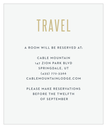 Make sure guests know about the hotel reservations you have waiting for them with the Classy Confetti Accommodation Cards.