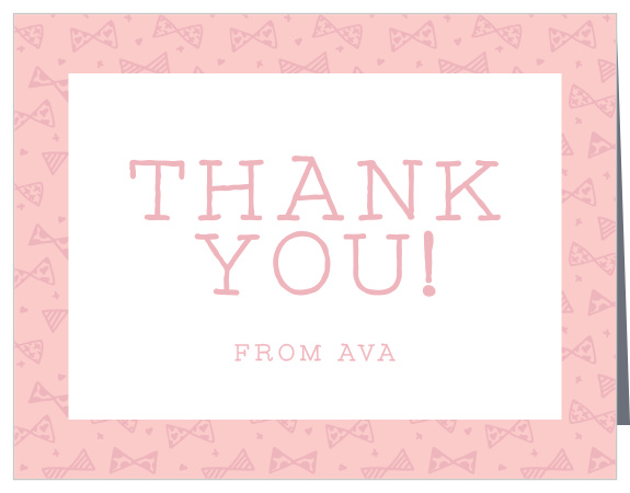Share your gratitude with the playful pattern of the Busy Bows Girl First Birthday Thank You Cards.