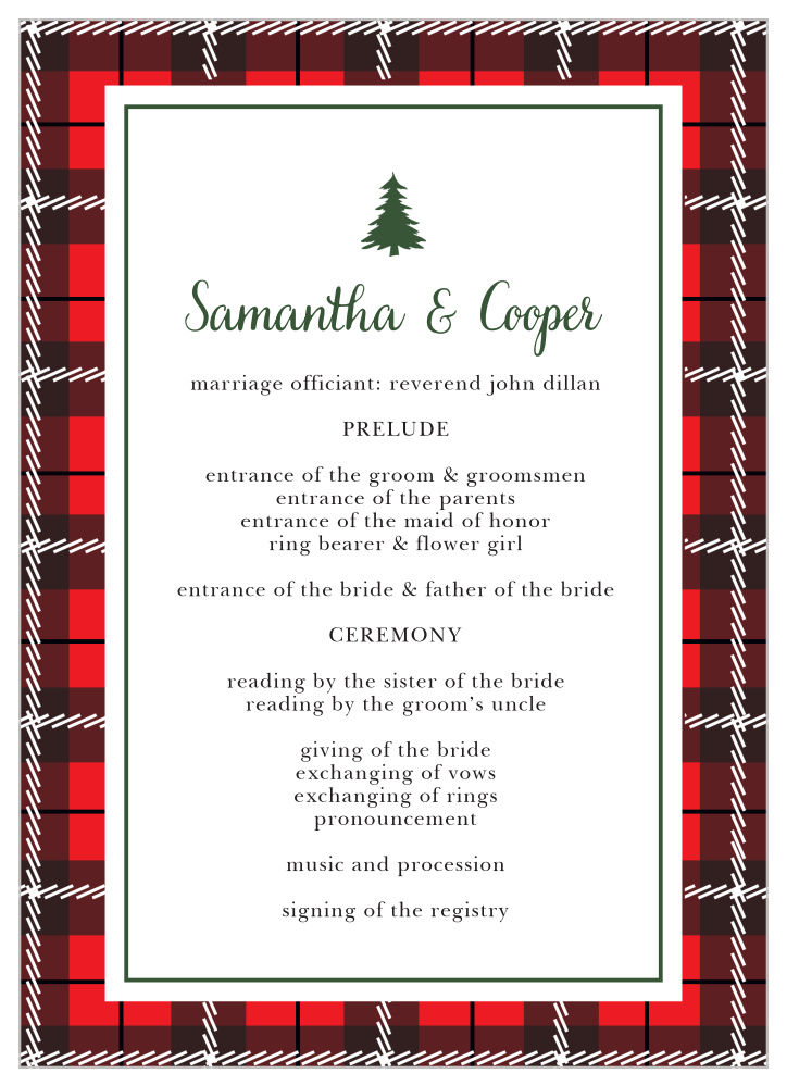 Cozy Plaid Wedding Programs